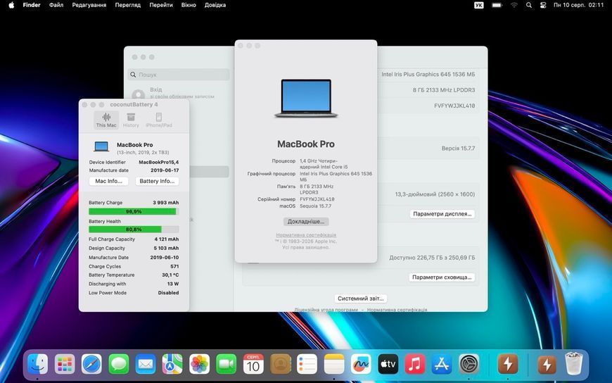 MacBook Pro 13&rsquo;&rsquo; 2019, i5 8 / 256GB (A2159), АКБ 80% 2000000114354 фото