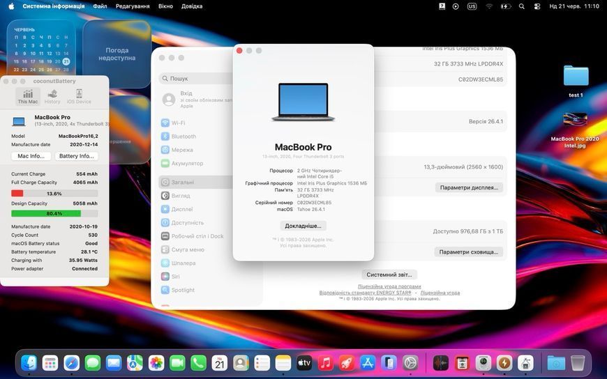 MacBook Pro 13&rsquo;&rsquo; 2020, i5 32 / 1ТB (А2251) АКБ 80% 2000000107103 фото