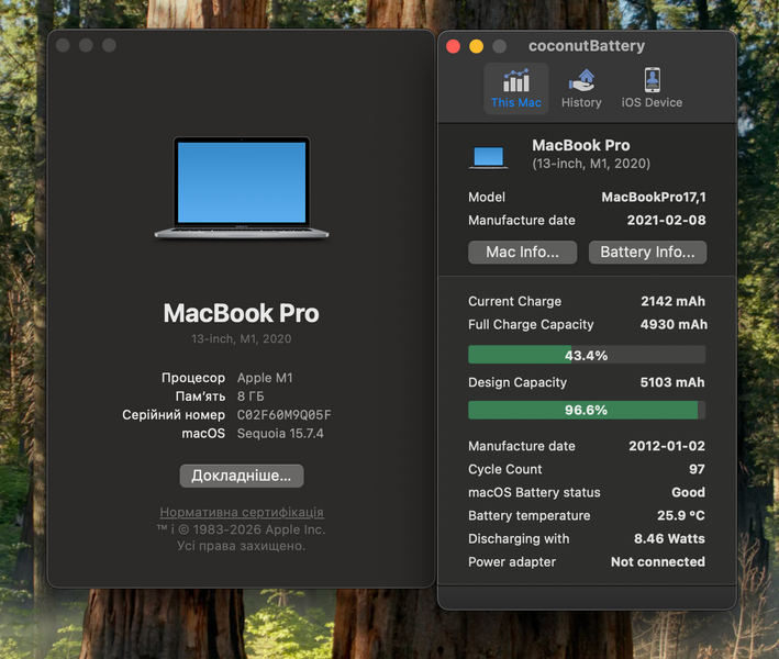 MacBook Pro 13&rsquo;&rsquo; 2020, M1 8 / 512GB (А2338) АКБ 97% 2000000102078 фото