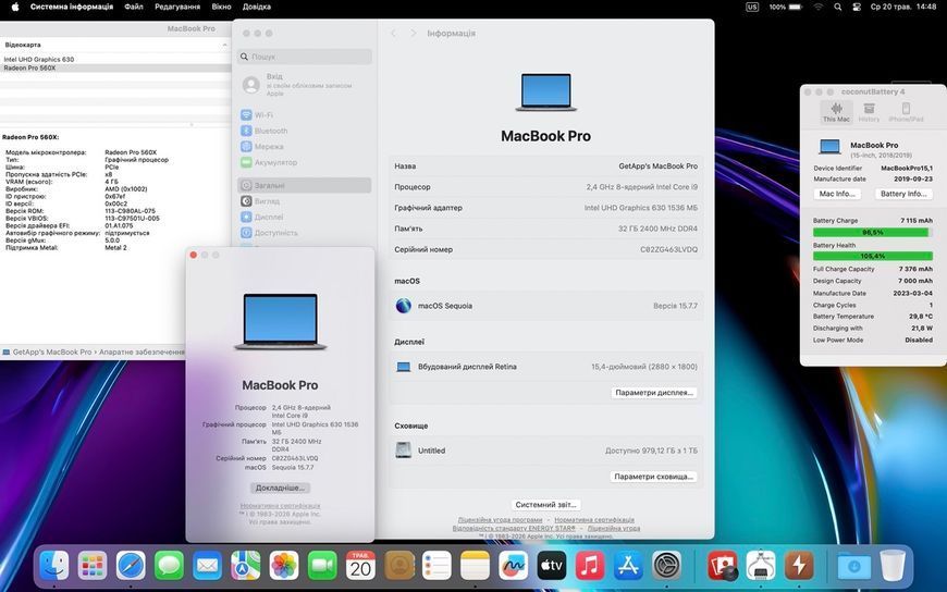 MacBook Pro 15&rsquo;&rsquo; 2019, i9 32 / 1ТB + 4GB (A1990), АКБ 100% 2000000101675 фото