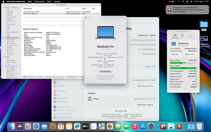 MacBook Pro 15&rsquo;&rsquo; 2019, i9 32 / 1ТB + 4GB (A1990), АКБ 100% 2000000106274 фото