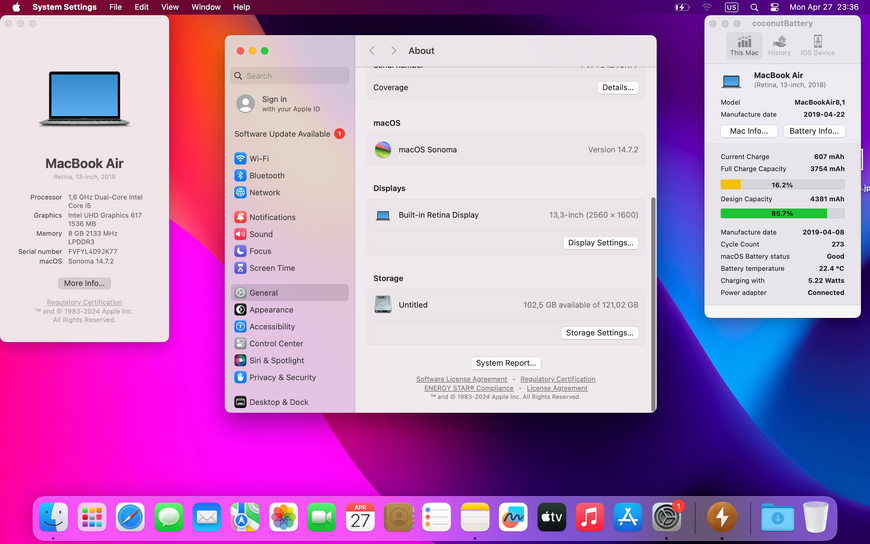 MacBook Air 13&rsquo;&rsquo; 2018, i5 8 / 128GB (A1932) АКБ 85% 2000000103235 фото