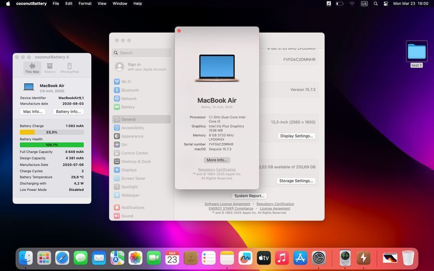 MacBook Air 13&rsquo;&rsquo; 2020, i3 8 / 256GB (A2179) АКБ 100% 2000000098661 фото