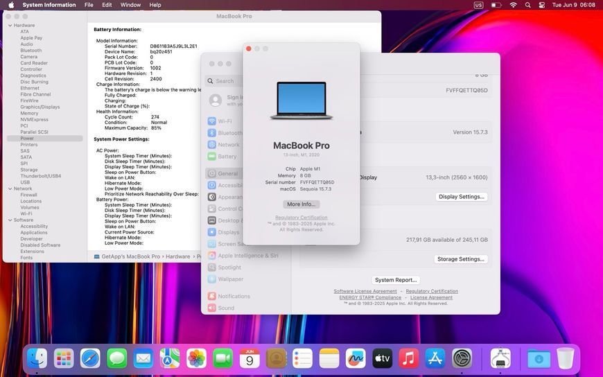 MacBook Pro 13&rsquo;&rsquo; 2020, M1 8 / 256GB (А2338) АКБ 85% 2000000109688 фото