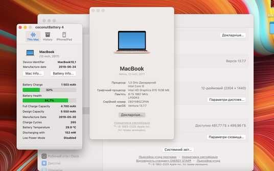 MacBook 12'' 2017, intel core i5 8 / 512GB (A1534) АКБ 84% Rose