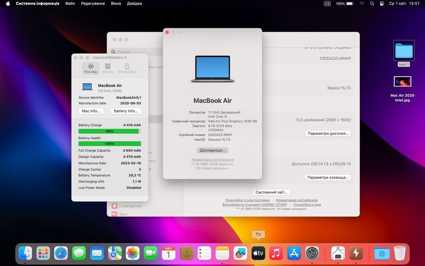 MacBook Air 13&rsquo;&rsquo; 2020, i3 8 / 256GB (A2179) АКБ 100% 2000000099972 фото
