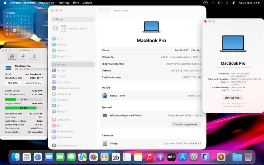 MacBook Pro 13&rsquo;&rsquo; 2020, i5 16 / 512GB (А2251) АКБ 84% 2000000101668 фото