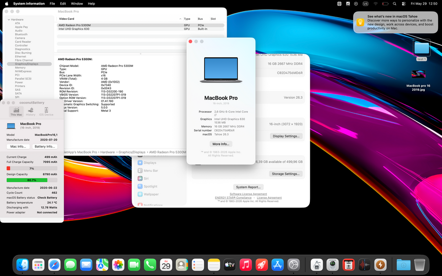 MacBook Pro 16&rsquo;&rsquo; 2019, i7 16 / 512GB + 4GB, (A2141), АКБ 82% 2000000101767 фото