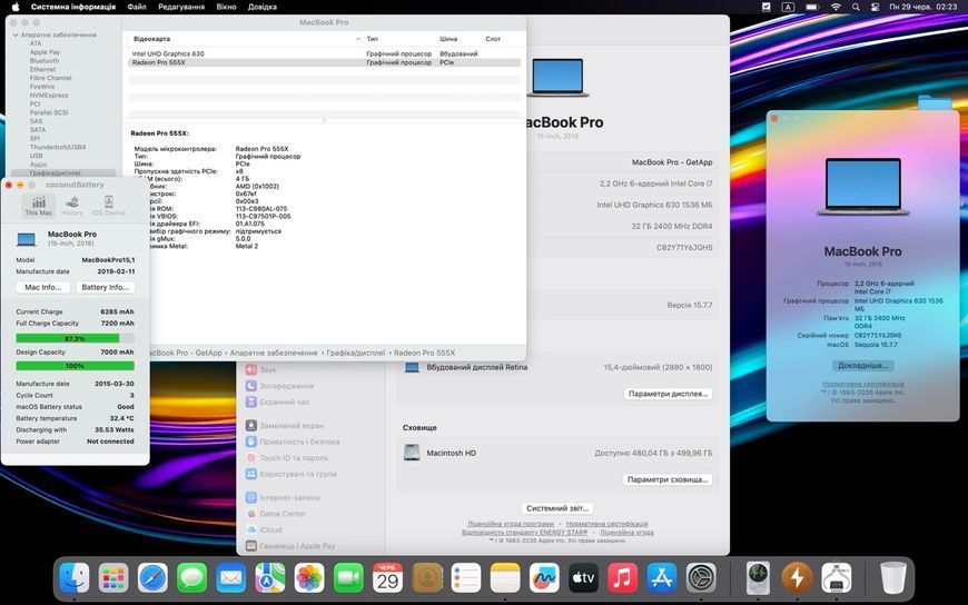 MacBook Pro 15&rsquo;&rsquo; 2018, i7 32 / 512GB + 4GB (A1990), АКБ 100% 2000000111377 фото