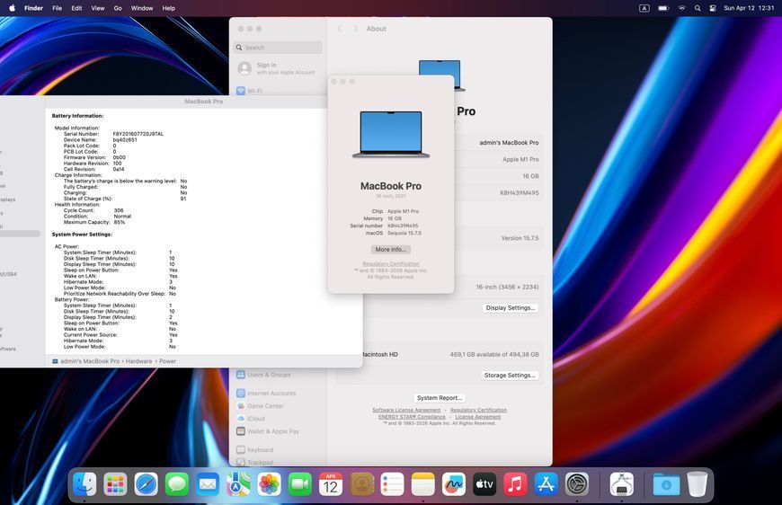 MacBook Pro 16&rsquo;&rsquo; 2021, M1 Pro 16GB / 10CPU - 16GPU / 512GB (А2485) АКБ 85% 2000000103204 фото