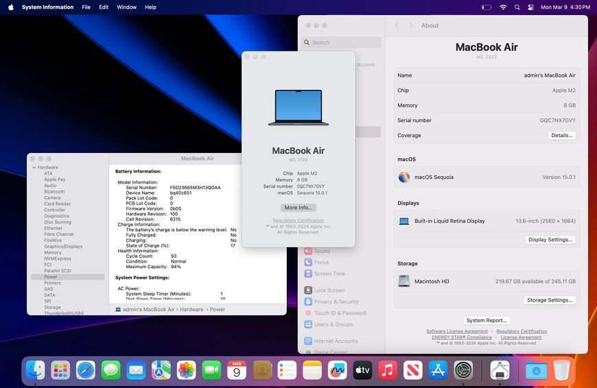 MacBook Air 13&rsquo;&rsquo; 2022, М2 8 / 256GB (A2681) АКБ 94% 2000000099385 фото