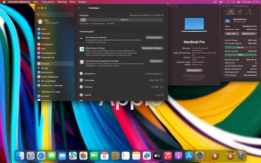 MacBook Pro 15&rsquo;&rsquo; 2018, i7 16GB / 256GB + 4GB (A1990), АКБ 100% 2000000022017 фото