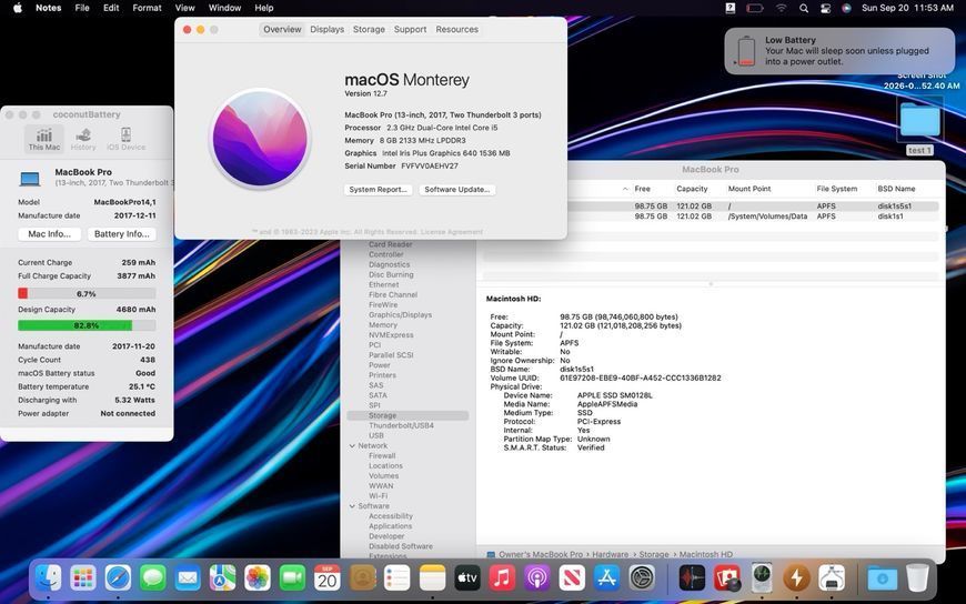 MacBook Pro 13&rsquo;&rsquo; 2017, i5 8 / 256GB (A1708), АКБ 81% 2000000113845 фото