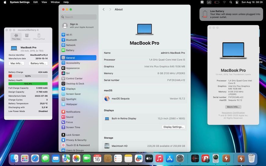 MacBook Pro 13&rsquo;&rsquo; 2019, i5 8 / 256GB (А1989), АКБ 100% 2000000114187 фото