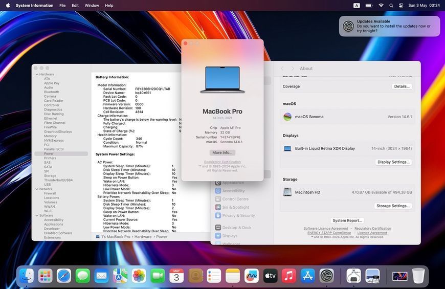 MacBook Pro 14&rsquo;&rsquo; 2021, M1 Pro 32GB / 10CPU - 16GPU / 512GB (А2442) АКБ 87% 2000000104218 фото