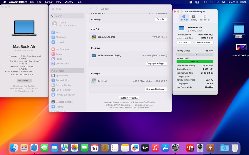MacBook Air 13&rsquo;&rsquo; 2019, i5 16 / 512GB (A1932) АКБ 100% 2000000095776 фото