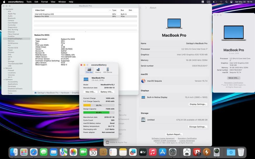 MacBook Pro 15&rsquo;&rsquo; 2018, i7 16 / 512GB + 4GB (A1990), АКБ 84% 2000000106243 фото